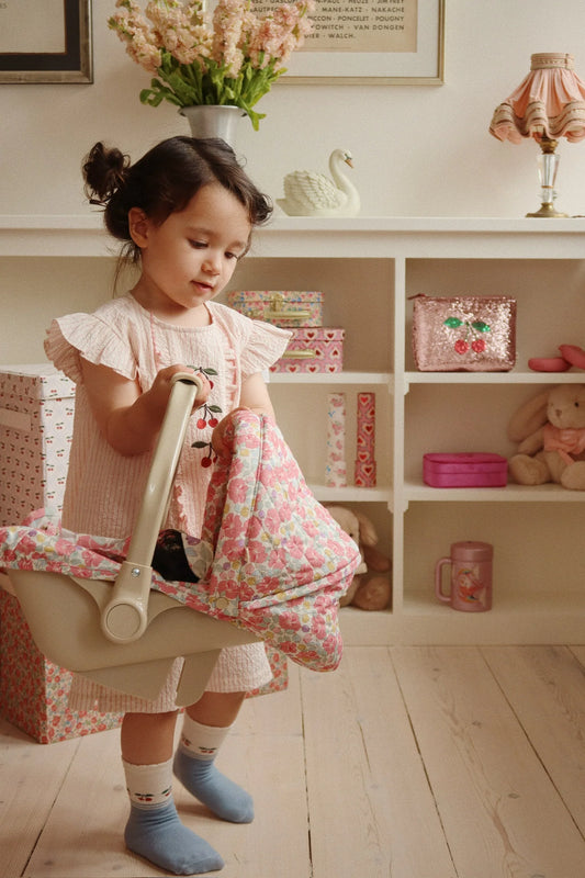 Konges Slojd Cherry Socks, 2erPack, Socken mit Kirschen, blau creme