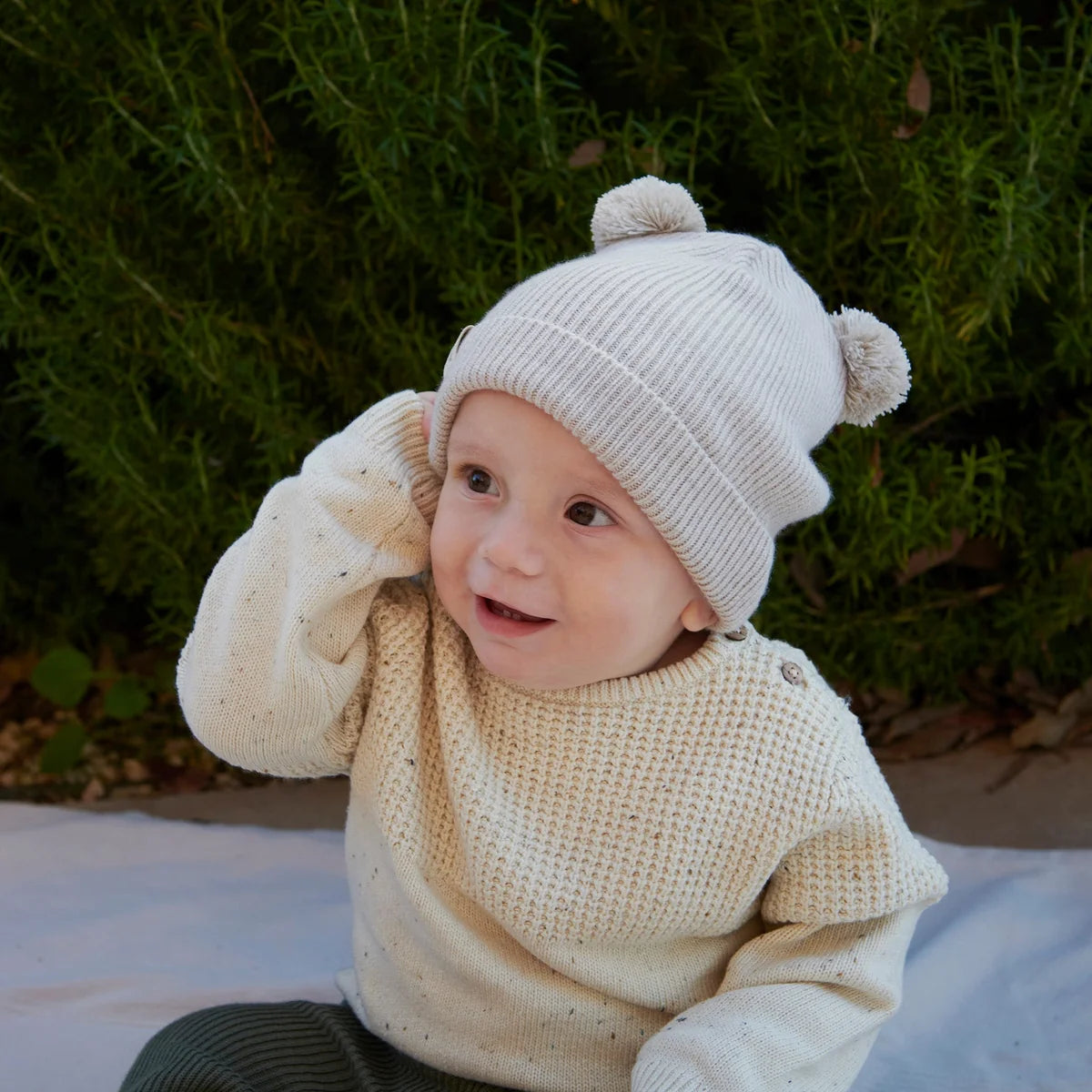 MP Denmark Helsinki Beanie Pompons beige melange, Mütze