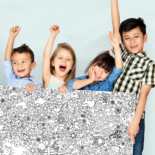 JEKA Ausmal-Tischdecke aus Papier, Zoo & Natur, braun