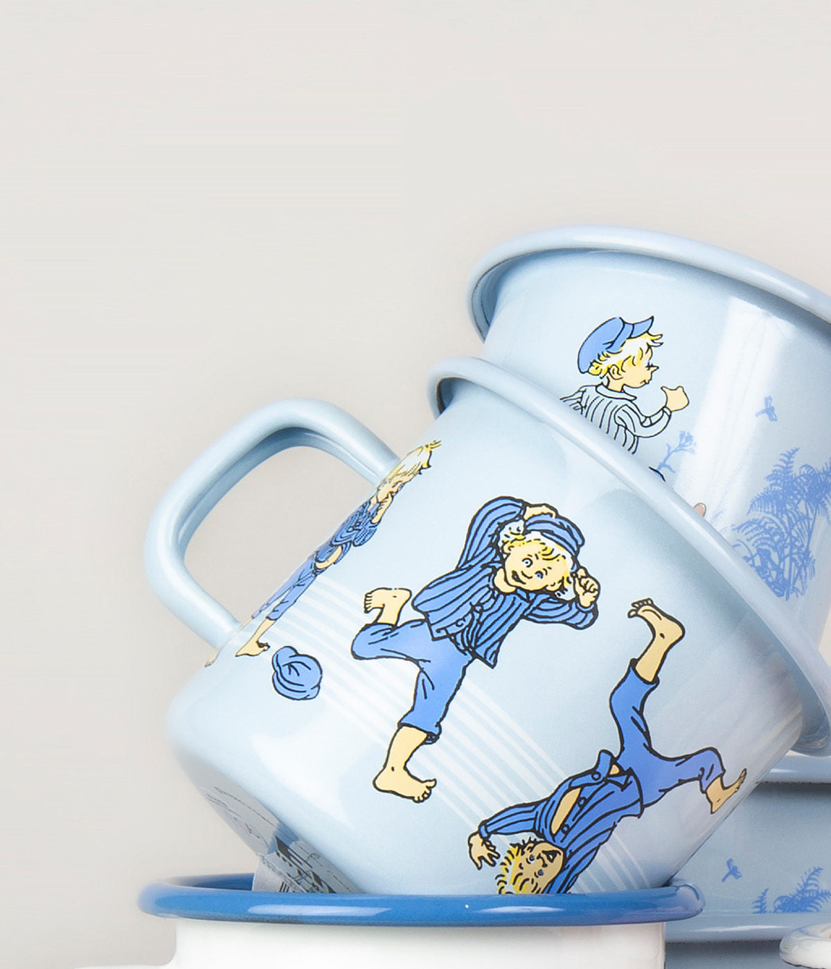 Muurla Becher aus Emaille Michel aus Lönneberga 2,5dl Emil blau