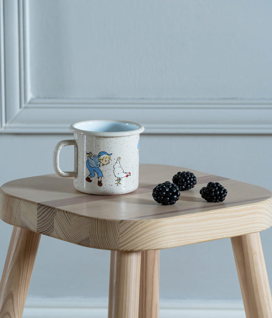 Muurla Michel aus Lönneberga Becher aus Emaille 2,5dl Hühner