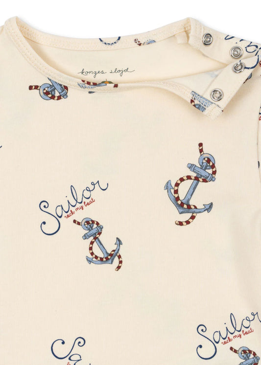 Konges Slojd Basic Romper, Kurzarm, Body GOTS Rock my Boat, Sailor