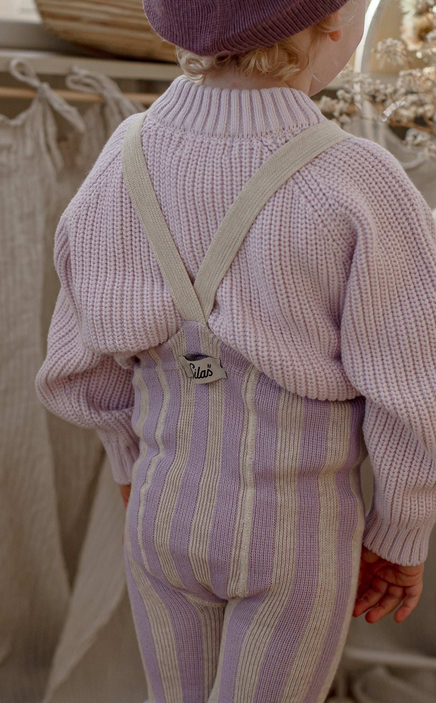 Silly Silas Leggings aus Baumwolle (GOTS) Special, lavender/cream striped
