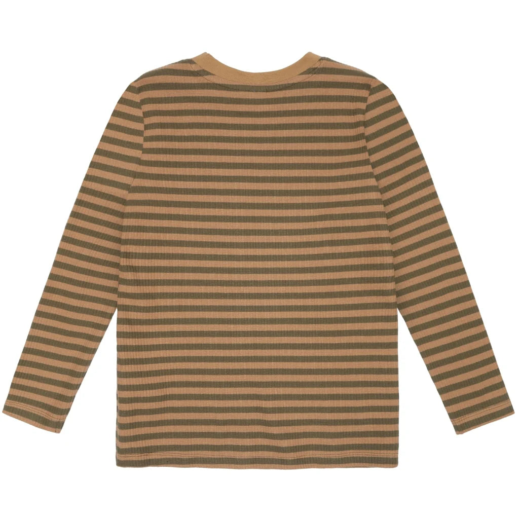 The New TnLane Rib Tee gestreift, Langarmshirt tannin, braun