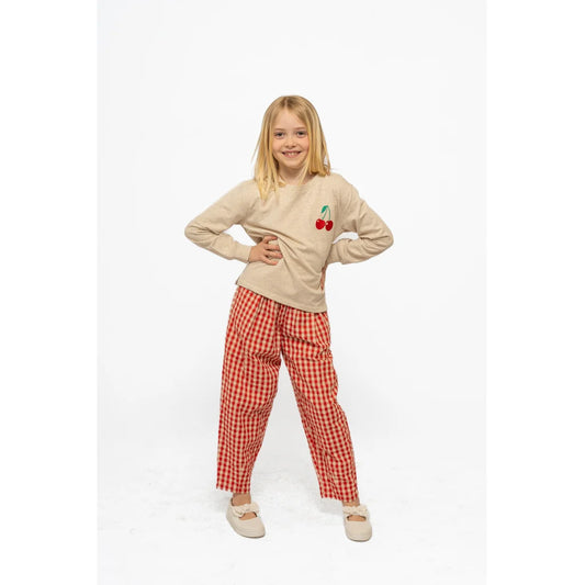 The New TNNally Karottenhose mit Scrunchie, Hose, poppy red check
