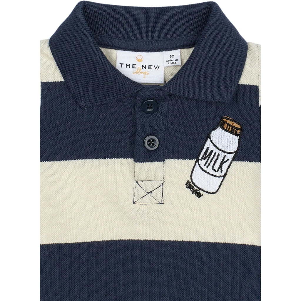 The New Pique Body TNSBNoah, Milk, mood indigo striped