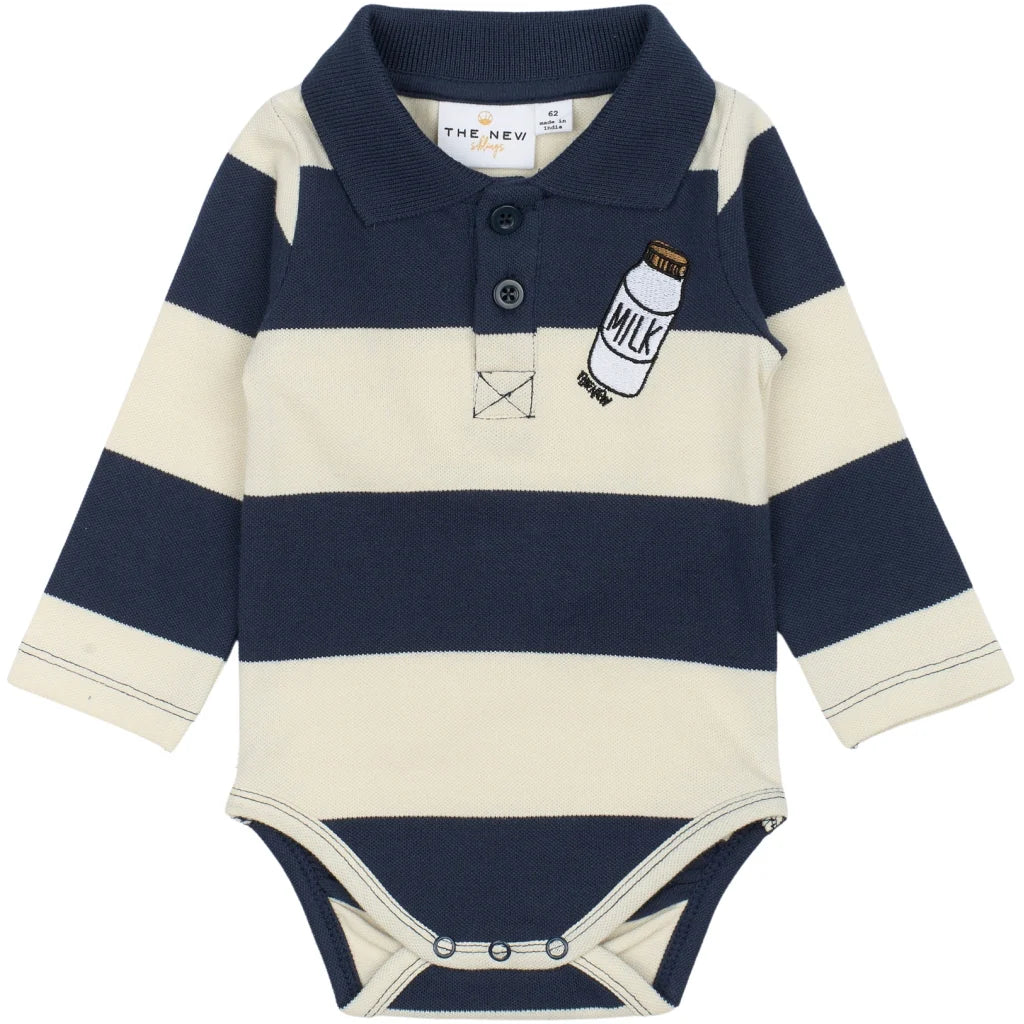 The New Pique Body TNSBNoah, Milk, mood indigo striped