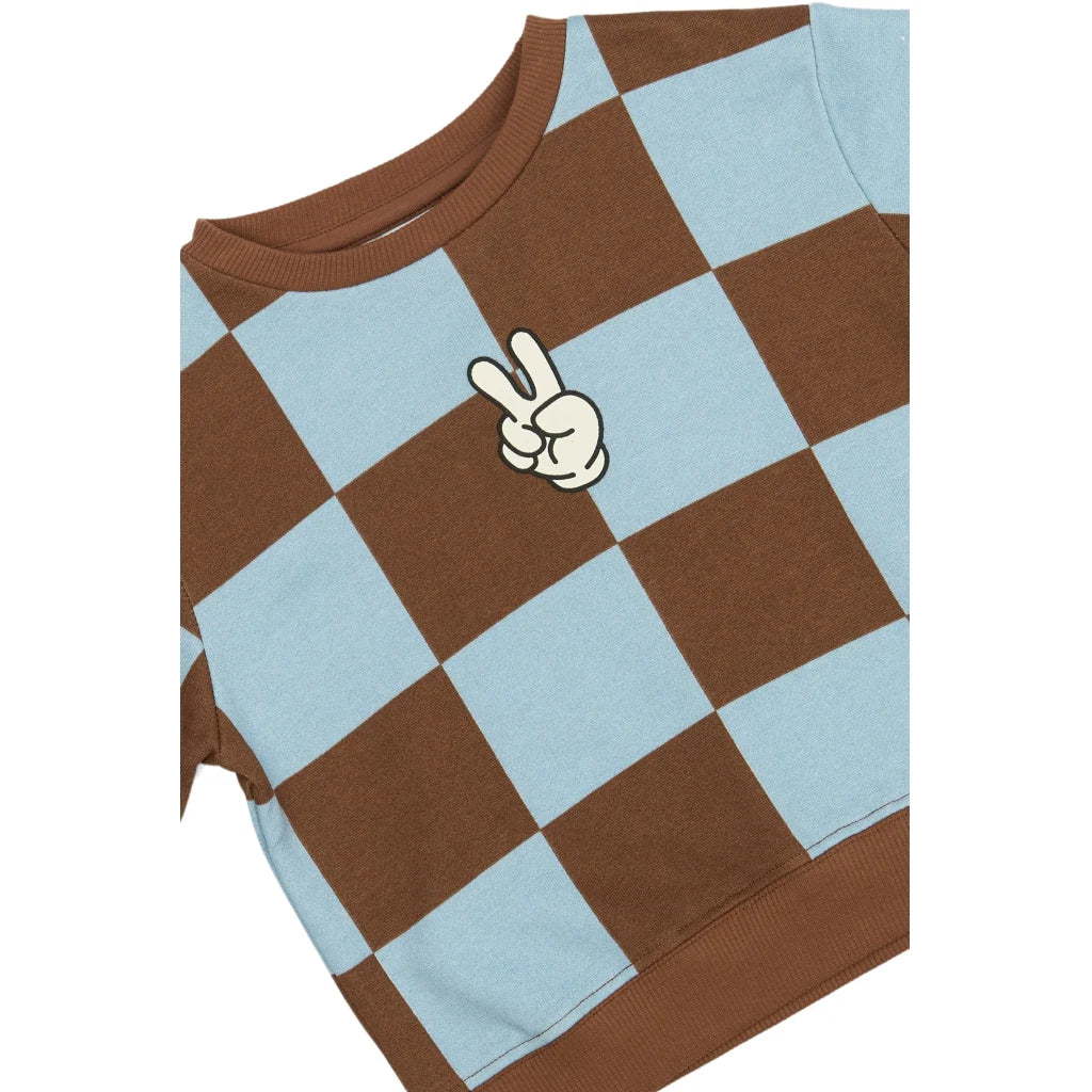 The New TNSTPaulie OS Sweatshirt toffee check blau hellblau