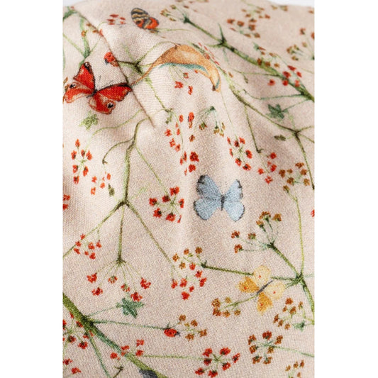 Mikk-Line, Viskose-Elasthan-Mütze, Off White, Blumen, 9140