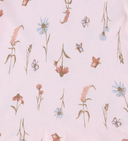 Joha Wickelbody, Body Langarm rosa mit Blumen, Bambus