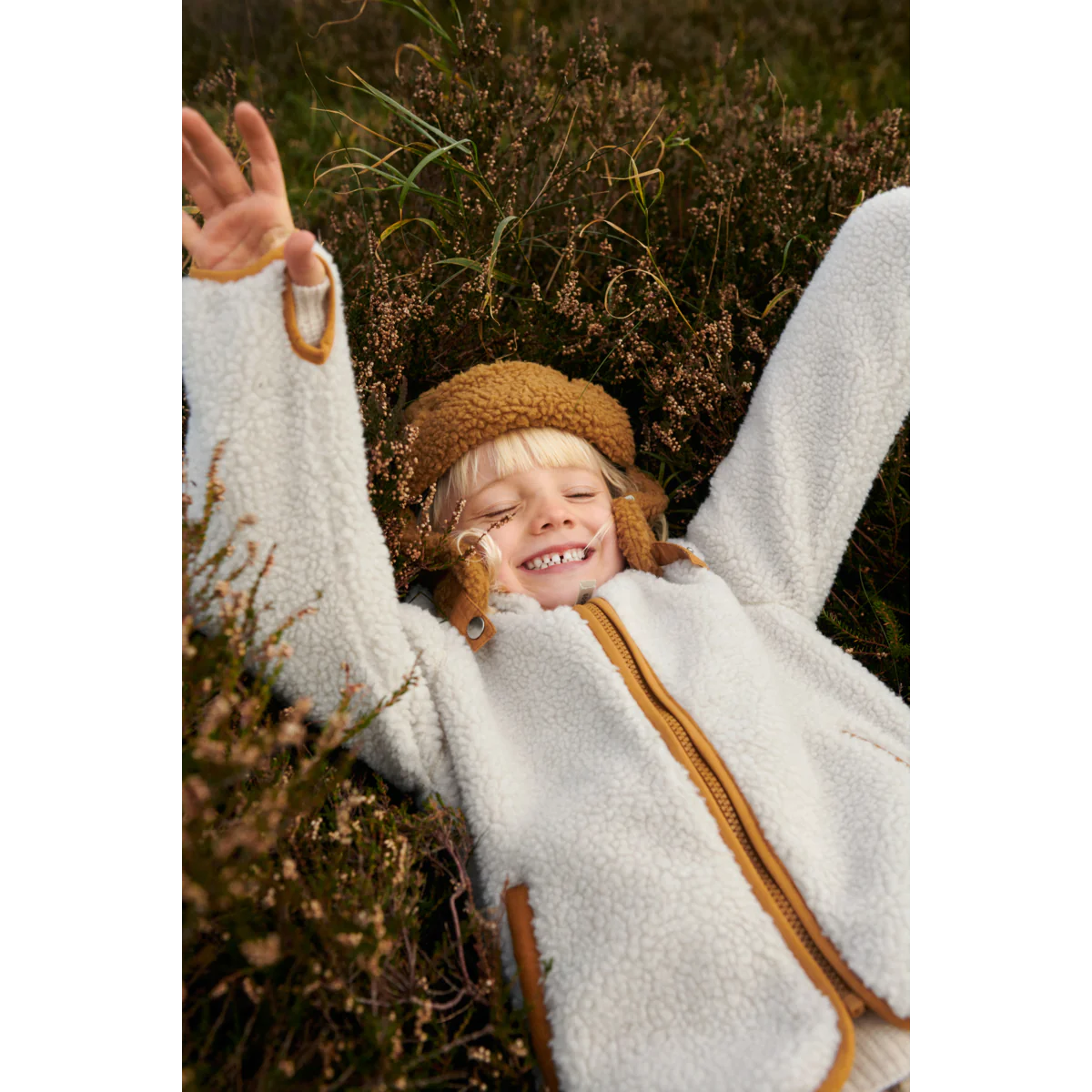 Liewood Jacke Mara Pile Jacket with Ears, Jacke, sandy caramel mix, weiß braun, mit Ohren
