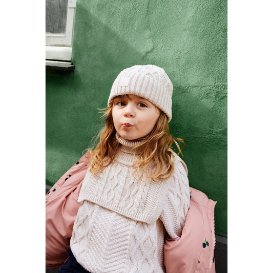 Liewood Ezra Beanie with Cable, sandy, Strickmütze
