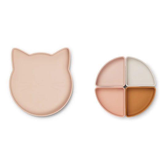 Liewood Arne Divider Plate Cat Rose Multi Mix, Teller