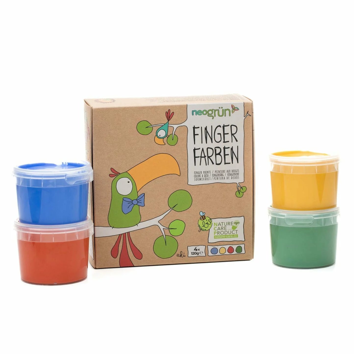 Neogrün Fingerfarben 4er Set Aki lila gelb rot grün