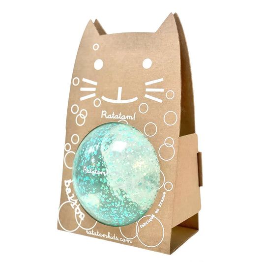 Ratatam! Katze Ball Glitzer blue Seifenblase, Bubble medium 15cm, BB15-36