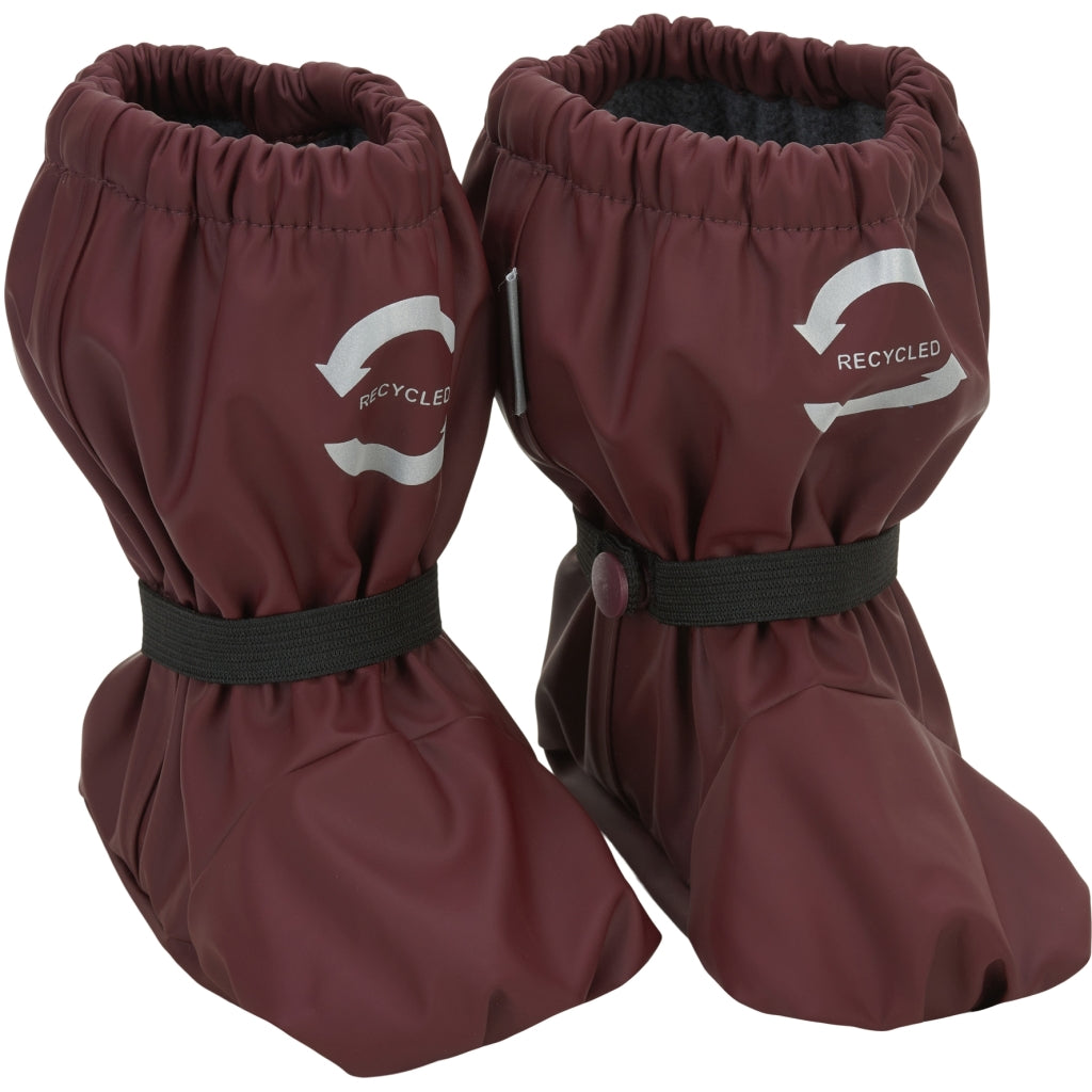 Mikk-Line Baby Regen-Überziehschuhe weinrot mit Fleece (recycelt)