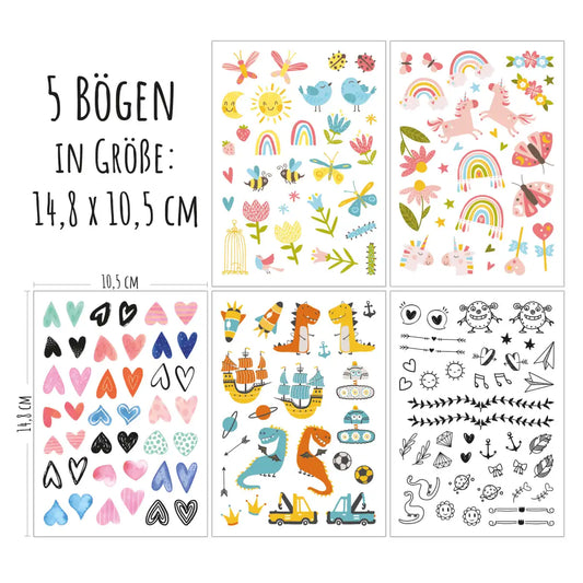 JEKA Tattoos Du & Ich 5 Motivbögen, türkis