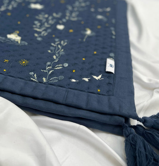 Gamcha gesteppte Decke dunkelblau