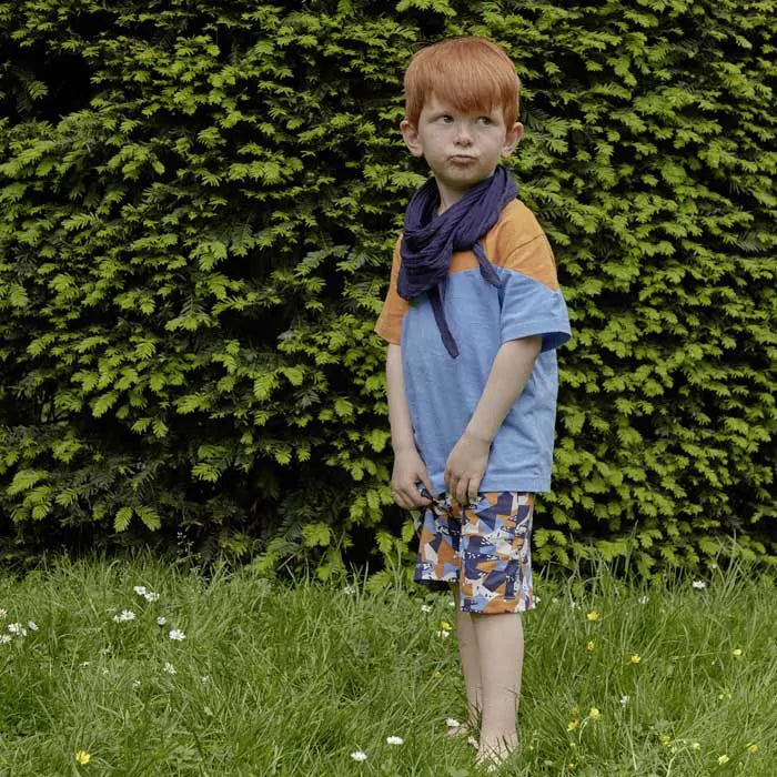 Sense Organics T-Shirt Dembo azure blue + curry