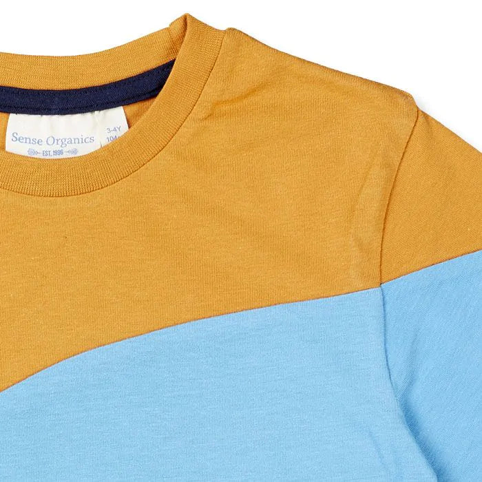 Sense Organics T-Shirt Dembo azure blue + curry
