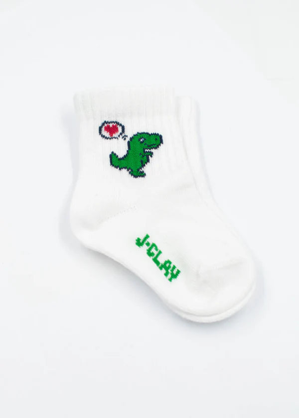 J.Clay Tennissocken Dino Love Kids, white