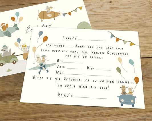 Heeaven Einladungskarte Fahrzeuge, Autos Kindergeburtstag