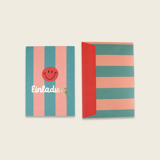 Ava&Yves 6 Einladungskarten mit Umschlag, mint koralle