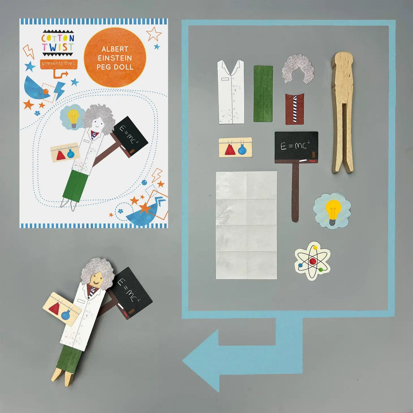 Cotton Twist Peg Doll Albert Einstein, Bastel-Set