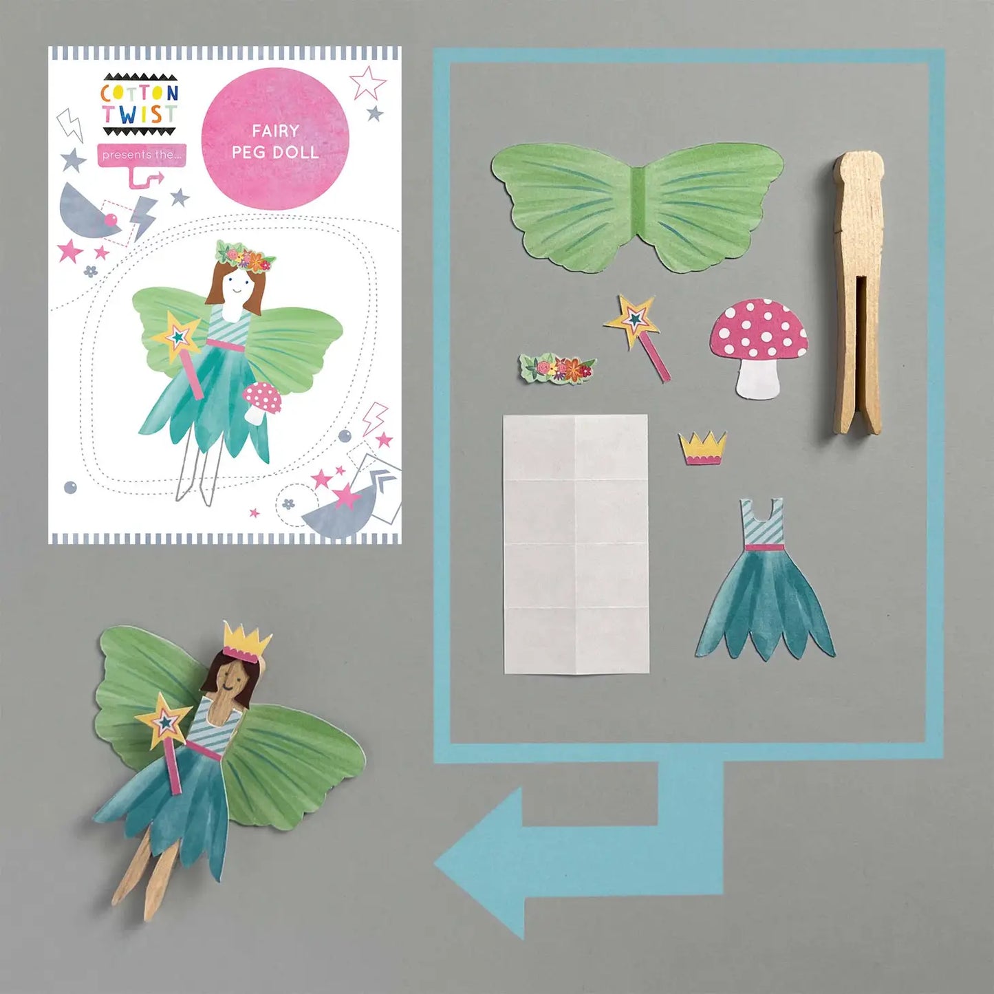 Cotton Twist Peg Doll Fairy, Bastel-Set Feenpuppe