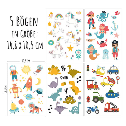 JEKA Tattoos Fantasie & Entdecker 5 Motivbögen, grau