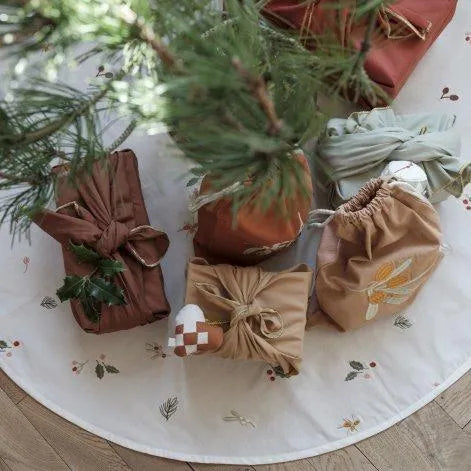 Fabelab Geschenkbeutel Weihnachten, mit Stickerei, Caramel