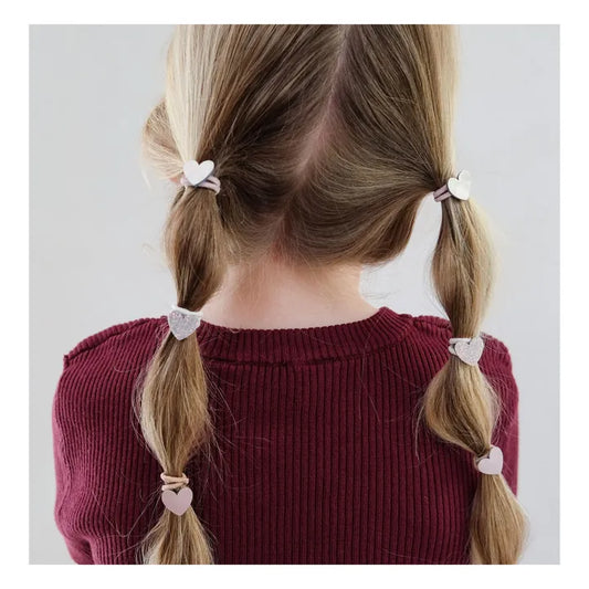 Mimi & Lula Haargummis kleine Herzen, Gold, Glitzer, Rose, 8er Pack