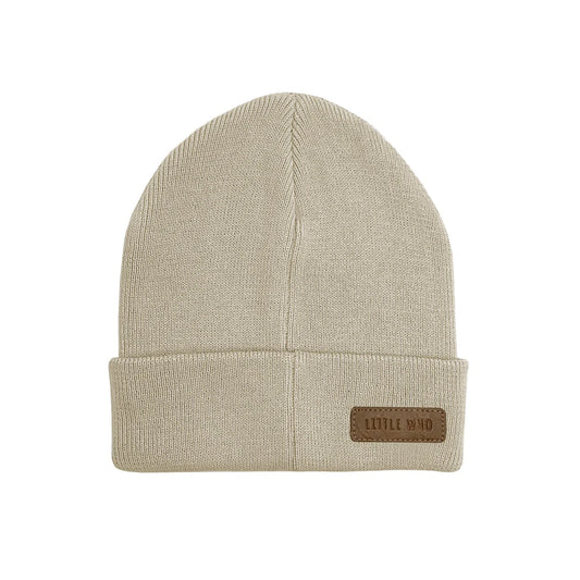 Little Who Mütze Beanie sandbeige mit Bär Feinstrick