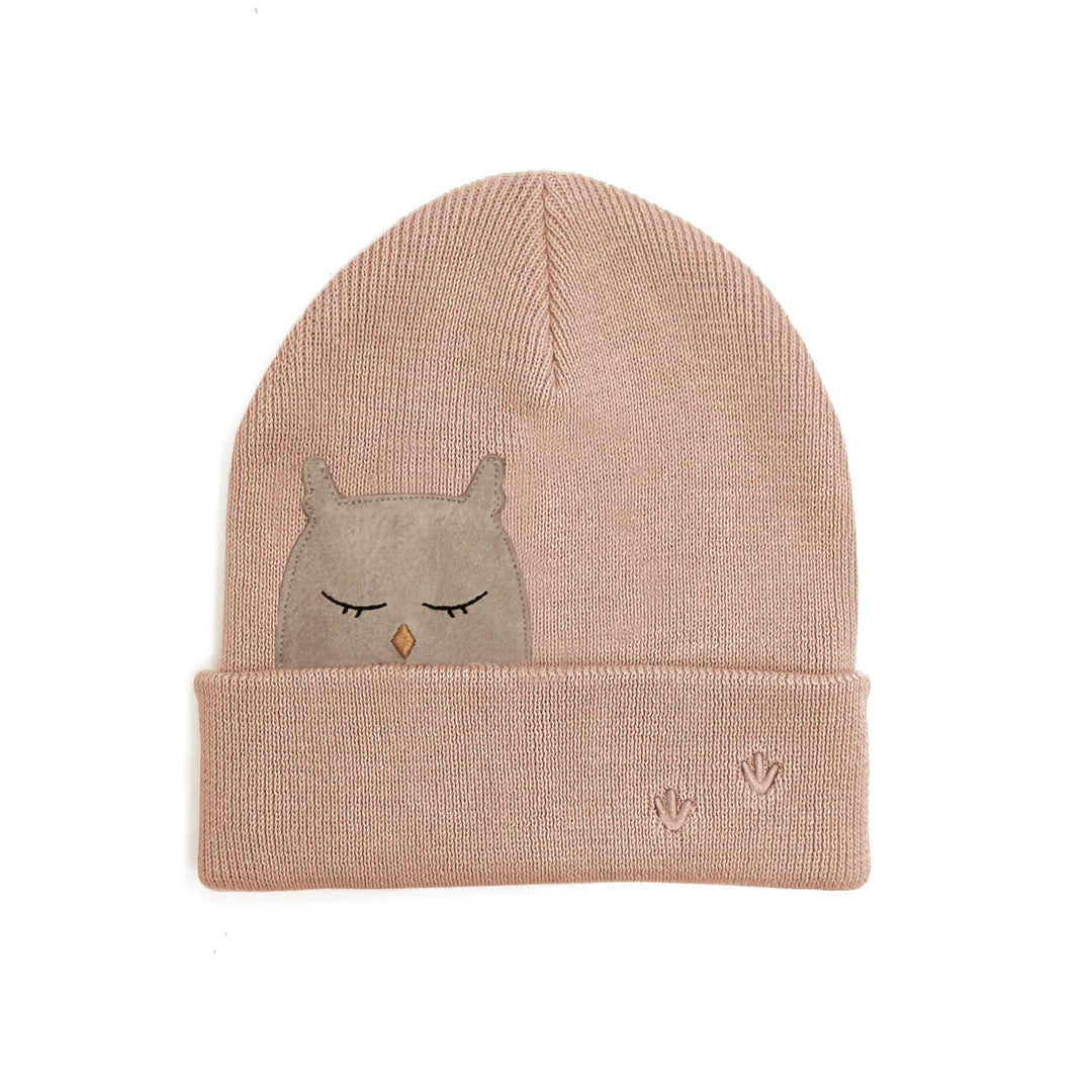 Little Who Mütze Beanie rosequartz mit Eule Feinstrick