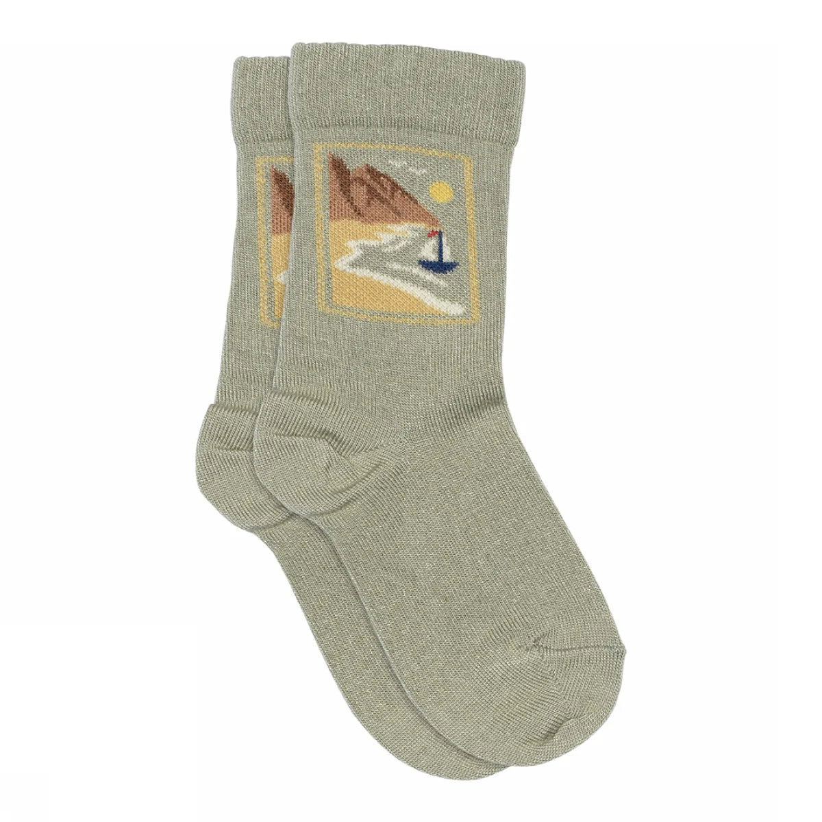 MP Denmark Alvin socks sage green, mit Strandmotiv