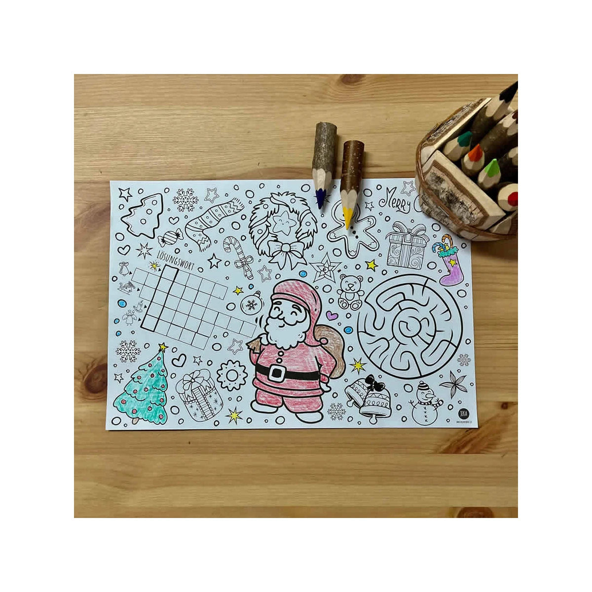 Mal Mich Bunt, Platzsets zum Ausmalen, Weihnachten 12er Pack