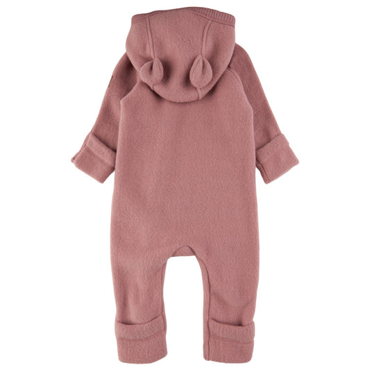 Mikk-Line Wollanzug burlwood, Reißverschluss und Kapuze, rosa