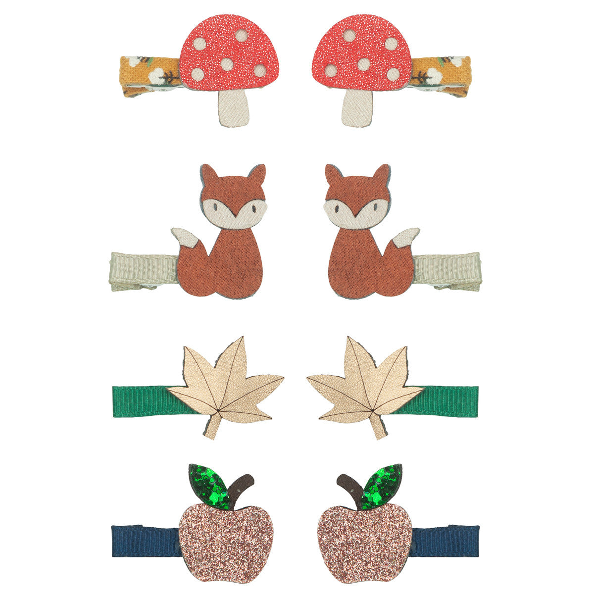 Mimi & Lula Herbst Wald Mini Haarclips, Fuchs, Fliegenpilz, Apfel, 6er Pack