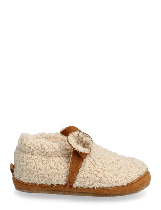 Melton Fuzzy Teddy Slippers, Oxford Tan, Krabbelschuhe, Lederschühchen