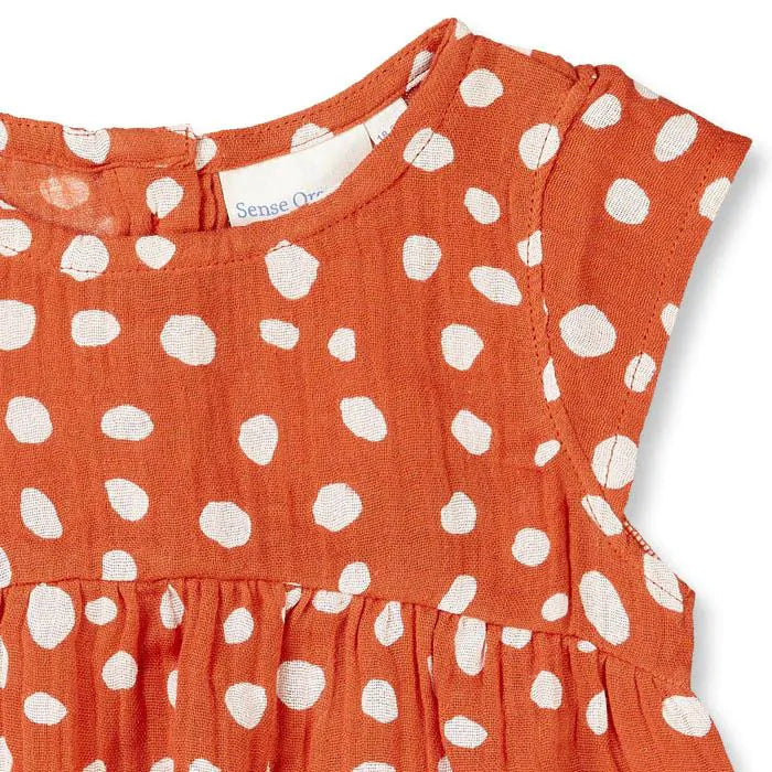 Sense Organics Neela Kleid rusty red dots