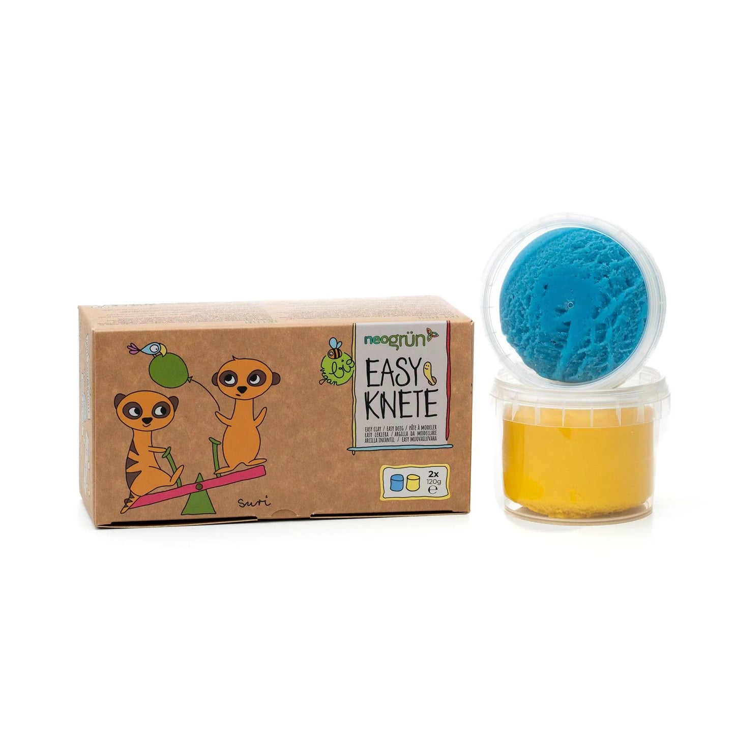 Neogrün Easy-Knete 2er-Set Suri blau gelb