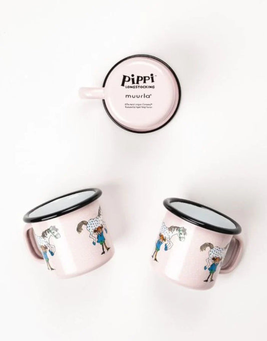 Muurla Becher Emaille Pippi Langstrumpf - Pferd 1,5dl