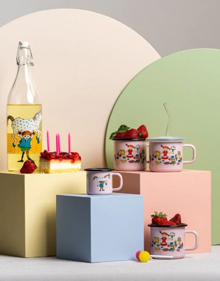 Muurla Becher Emaille Pippi Langstrumpf - Pferd 1,5dl