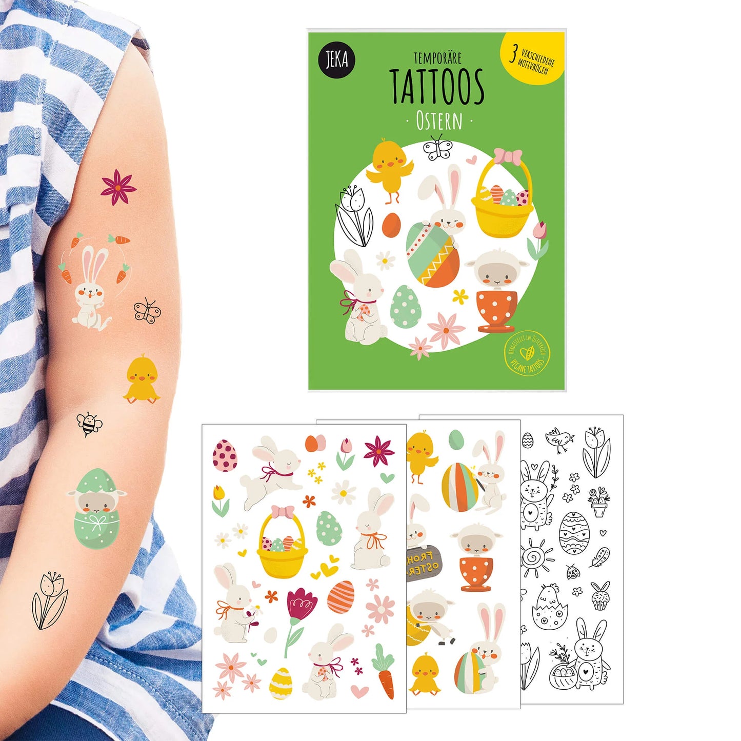 JEKA Tattoos Ostern, 3 Motivbögen, grün