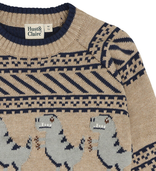 Hust & Claire HCPelle Dino, Strickpullover beige Dino, Norweger, biscuit