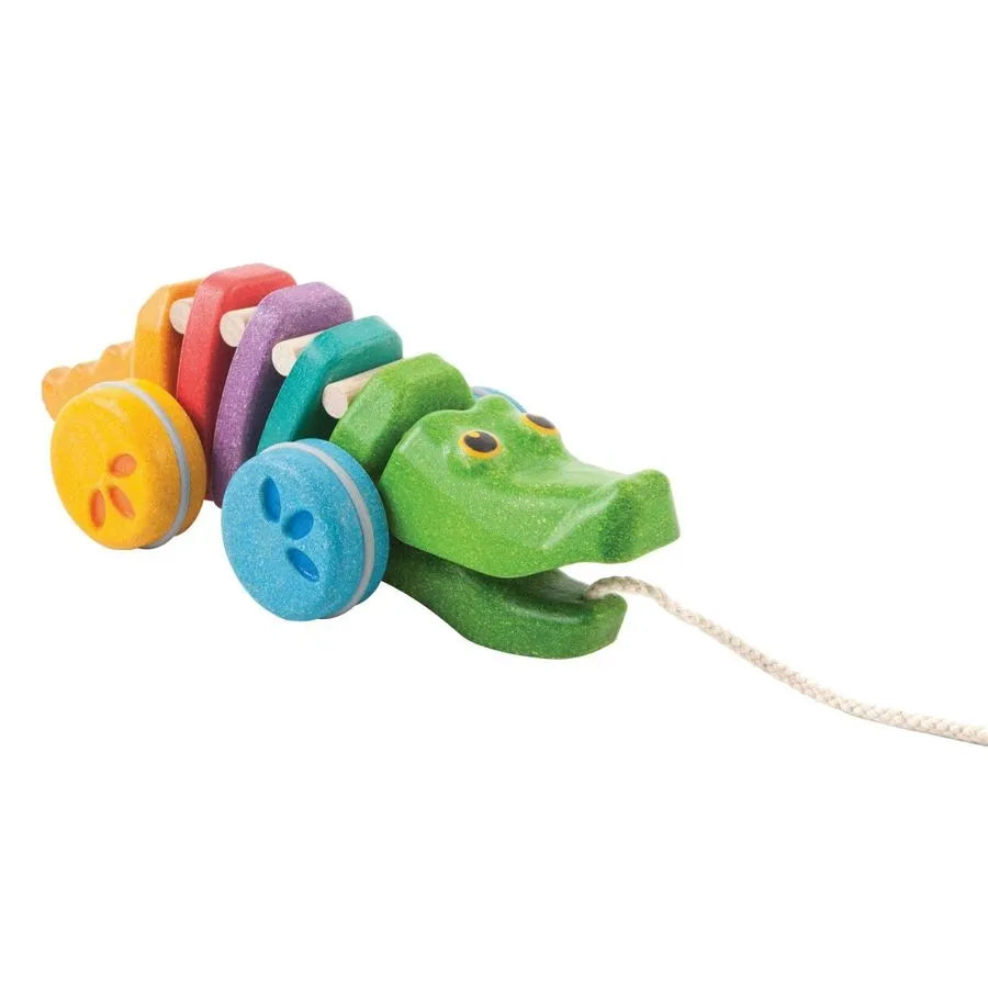 Plan Toys Tanzendes Krokodil zum Ziehen Regenbogen bunt