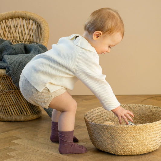 GoBabyGo Rutschfeste Socken aus Bambus misty plum
