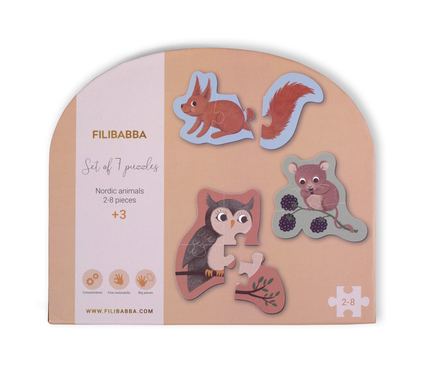 Filibabba Nordische Tierwelt, Set mit 7 Puzzles