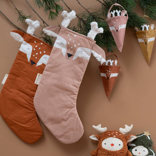 Fabelab Weihnachtsstrumpf Rentier Old Rose