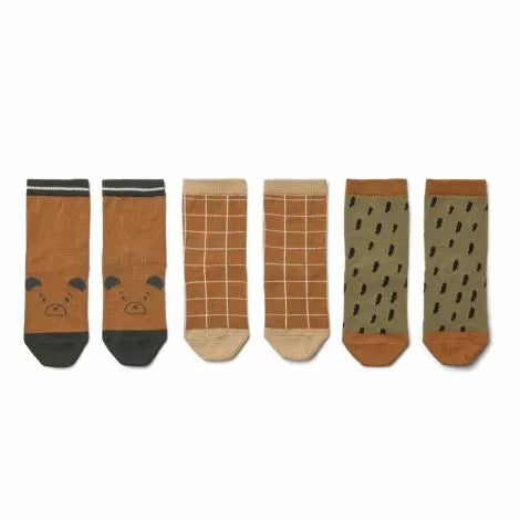 Liewood Silas Socken Golden Caramel Multi 3er-Pack